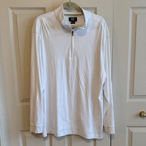Cutter & Buck Men's White Long Sleeve Quarter-Zip Shirt